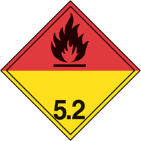 Organic Peroxide TDG Shipping Labels, 4" L x 4" W, Black on Red & Yellow SED444 | Kelford