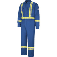 Flame-Resistant Premium Coveralls with Reflective Trim, Size 38, Royal Blue, 12.2 cal/cm² SED783 | Kelford