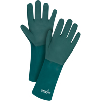 Double Dipped Green Gloves, 14" L, PVC, Cotton Jersey Inner Lining, 70-mil SEE801 | Kelford