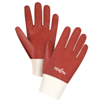 Red Smooth-Finish Chemical-Resistant Gloves, Size Large/9, 10" L, PVC, Interlock Inner Lining, 47-mil Kelford