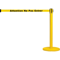 Barri&egrave;re autonome pour le contr&ocirc;le des foules, Acier, 35" h, Ruban Jaune, Longueur du ruban 7' Kelford
