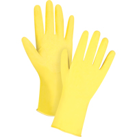 Premium Canary Yellow Chemical-Resistant Gloves, Size X-Large/10, 12" L, Rubber Latex, Flock-Lined Inner Lining, 15-mil SEF207 | Kelford