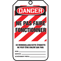 &eacute;tiquettes de verrouillage, Plastique, 3-3/8" la x 5-5/8" h, Français Kelford