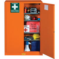 Emergency Preparedness Storage Cabinets, Steel, 4 Shelves, 65" H x 43" W x 18" D, Orange SEG861 | Kelford