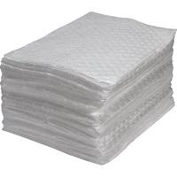 Premium Fine Fiber Sorbent Pads, Oil Only, 15" x 17", 25 gal. Absorbancy Kelford