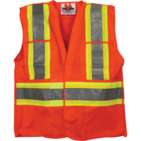 Traffic Safety Vest, High Visibility Orange, Medium/Small, Polyester Kelford