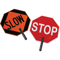 Double-Sided "Stop/Slow" Traffic Control Sign, 18" x 18", Plastic, English with Pictogram SEI475 | Kelford