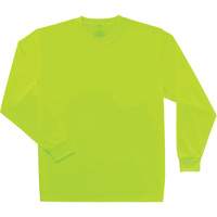 GloWear 8091 Non-Certified Long Sleeve T-Shirt, Polyester, Small, High Visibility Lime-Yellow Kelford