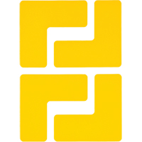 Floor Corner Marks, L, 5" L x 2" W, Yellow, Polyester Kelford