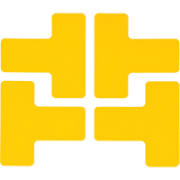 Floor Corner Marks, T, 5" L x 2" W, Yellow, Polyester Kelford