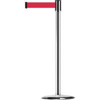 Montant pour barri&egrave;re Slimline TensaBarrier, Acier, 38" h, Ruban Rouge, Longueur du ruban 7,5' Kelford