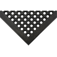 Tapis antifatigue, &agrave; fentes, 3' x 5' x 7/8", Noir, Caoutchouc naturel Kelford