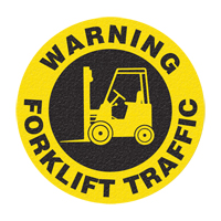 "Warning Forklift Traffic" Floor Sign, Adhesive, English with Pictogram Kelford