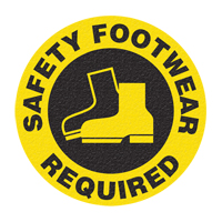 "Safety Footwear" Floor Sign, Adhesive, English with Pictogram Kelford