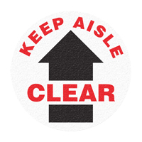 "Keep Aisle Clear" Floor Sign, Adhesive, English with Pictogram Kelford