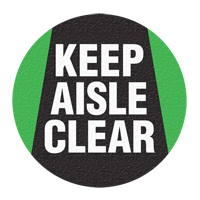 "Keep Aisle Clear" Floor Sign, Adhesive, English with Pictogram Kelford