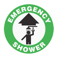 "Emergency Shower" Floor Sign, Adhesive, English with Pictogram Kelford