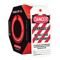 &eacute;tiquettes de s&eacute;curit&eacute; en rouleaux, Plastique, 3" la x 6-1/4" h, Français Kelford