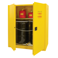 Vertical Drum Storage Cabinet, 110 US gal. Cap., 2 Drums, Yellow SGC540 | Kelford
