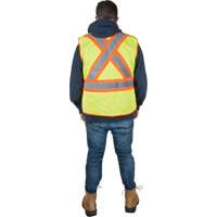 Flame-Resistant Surveyor Vest, High Visibility Lime-Yellow, Medium, Polyester Kelford
