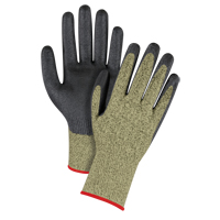 Gants &eacute;lastiques sans coutures r&eacute;sistants &agrave; la coupe noir & jaune, Taille Petit/7, Calibre 13, Rev&ecirc;tement Mousse de nitrile, Enveloppe en Aramide, ASTM ANSI niveau A6 Kelford