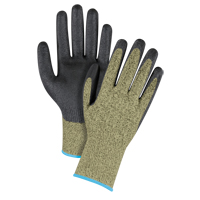 Gants &eacute;lastiques sans coutures r&eacute;sistants &agrave; la coupe noir & jaune, Taille T-Grand/10, Calibre 13, Rev&ecirc;tement Mousse de nitrile, Enveloppe en Aramide, ASTM ANSI niveau A6 Kelford
