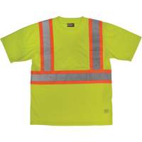 Short-Sleeved Safety T-Shirt with Pocket, Polyester, Large, High Visibility Lime-Yellow Kelford