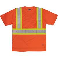 Short-Sleeved Safety T-Shirt with Pocket, Polyester, Large, High Visibility Orange Kelford