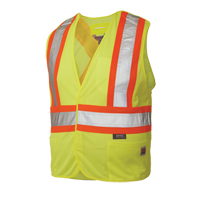 Veste de s&eacute;curit&eacute; d&eacute;tachable en cinq points, Jaune lime haute visibilit&eacute;, Grand/T-Grand, Polyester Kelford