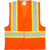 Traffic Safety Vest, High Visibility Orange, Medium, Polyester Kelford