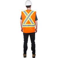 Traffic Safety Vest, High Visibility Orange, Medium, Polyester Kelford