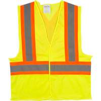 Traffic Safety Vest, High Visibility Lime-Yellow, Medium, Polyester Kelford
