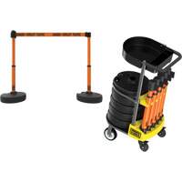 PLUS Barrier Post Cart Kit with Tray, 75' L, Metal, Orange Kelford