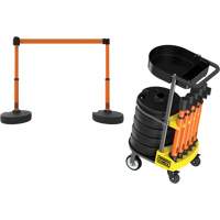 PLUS Barrier Post Cart Kit with Tray, 75' L, Metal, Orange Kelford
