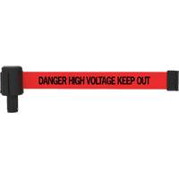 Cassette de banni&egrave;re PLUS, Danger High Voltage Keep Out, 15', Ruban Rouge Kelford