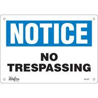 Enseigne No Trespassing, 7" x 10", Aluminium, Anglais Kelford