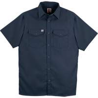 Twill Short-Sleeved Work Shirt with Snap, Men's, Small, Navy Blue Kelford