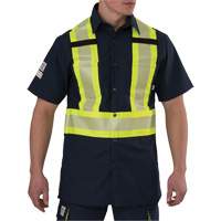 Ripstop High Visibility Short Sleeved Shirt, Polyester, Small, Navy Blue SGN915 | Kelford