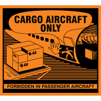 "Cargo Aircraft Only" Handling Labels, 4-3/4" L x 4-1/4" W, Orange Kelford