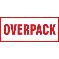 "Overpack" Handling Labels, 6" L x 2-1/2" W, Red on White Kelford