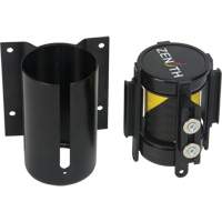 Wall Mount Barrier with Magnetic Tape, Steel, Screw Mount, 7', Black and Yellow Tape Kelford