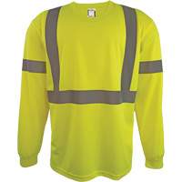 Long Sleeve Safety Shirt, Polyester, 2X-Large, High Visibility Lime-Yellow Kelford