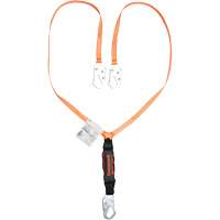 Titan Shock-Absorbing Lanyard, 6', Locking Snap Hook Center, Locking Snap Hook Leg Ends, Polyester Kelford