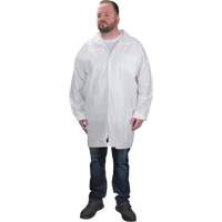 Protective Lab Coat, Microporous, White, Medium Kelford