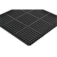 Cushion-Ease<sup>®</sup> 550 Interlocking Anti-Fatigue Mat, Slotted, 3' x 5' x 3/4", Black, Rubber SGX887 | Kelford