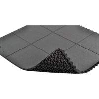 Cushion-Ease<sup>®</sup> Interlocking Anti-Fatigue Mat, Pebbled, 3' x 3' x 3/4", Black, Natural Rubber SGX894 | Kelford
