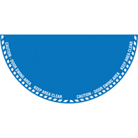 Signalisation au sol ?Caution? (attention) pour porte battante en demi-cercle, Adh&eacute;sif, Anglais avec pictogramme Kelford