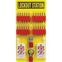 Tableau de cadenassage et &eacute;tiquetage avec cadenas de s&eacute;curit&eacute; en nylon utilisant des cl&eacute;s diff&eacute;rentes, Cadenas Plastique, Capacit&eacute; de 24, Cadenas Compris Kelford
