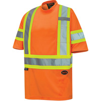 6970 Bird's-Eye Safety T-Shirt, Polyester, X-Small, High Visibility Orange Kelford