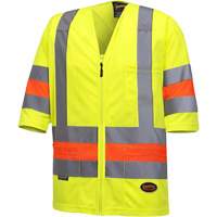 6019 Short-Sleeved Quebec Traffic Control Shirt, Polyester, X-Small, High Visibility Lime-Yellow Kelford